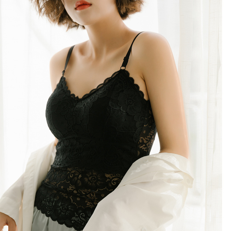 2020 Lace Base Sling Long Slim-fit Inner Top Slimming Black Chest-wrapped Ice Silk Inner Vest