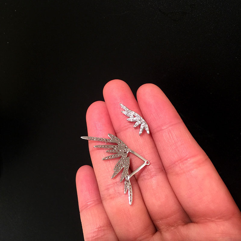 S925 Earrings Silver Needle Angel Wings Micro Inlaid Zircon Luxury display picture 7