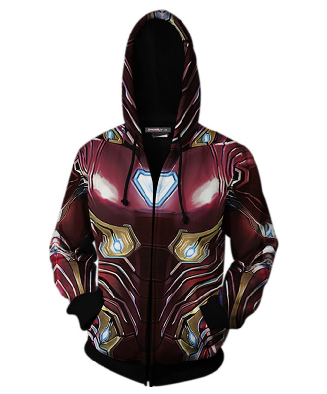 Marvel Avengers 4 Iron Man Tony Stark 3D Print Zipper Anime Sweatshirt cosplay Suit Marvel Avengers 4 Iron Man Tony Stark 3D Print Zipper Anime Sweatshirt cosplay Suit