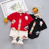 2020 summer Boy suit Children suit Korean Edition Short sleeved Cartoon Two piece set jacket trousers Children's clothing On behalf of