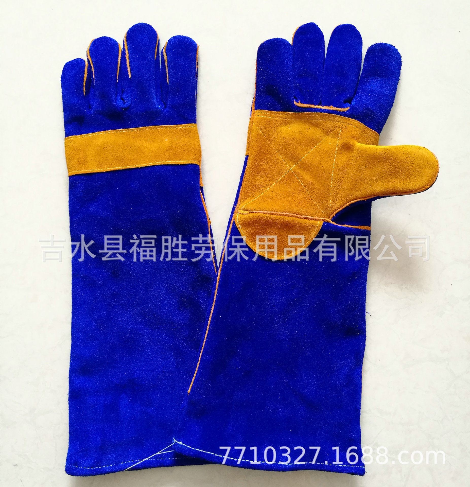 Manufactor Direct selling Navy blue Cow Split Gato wear-resisting Heat Electric welder glove