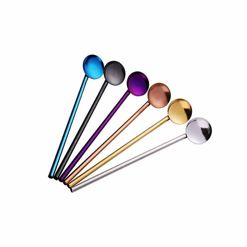 Cross-border 304 stainless steel color straw spoon set mate tea filter straw spoon drink with straw watermelon spoon