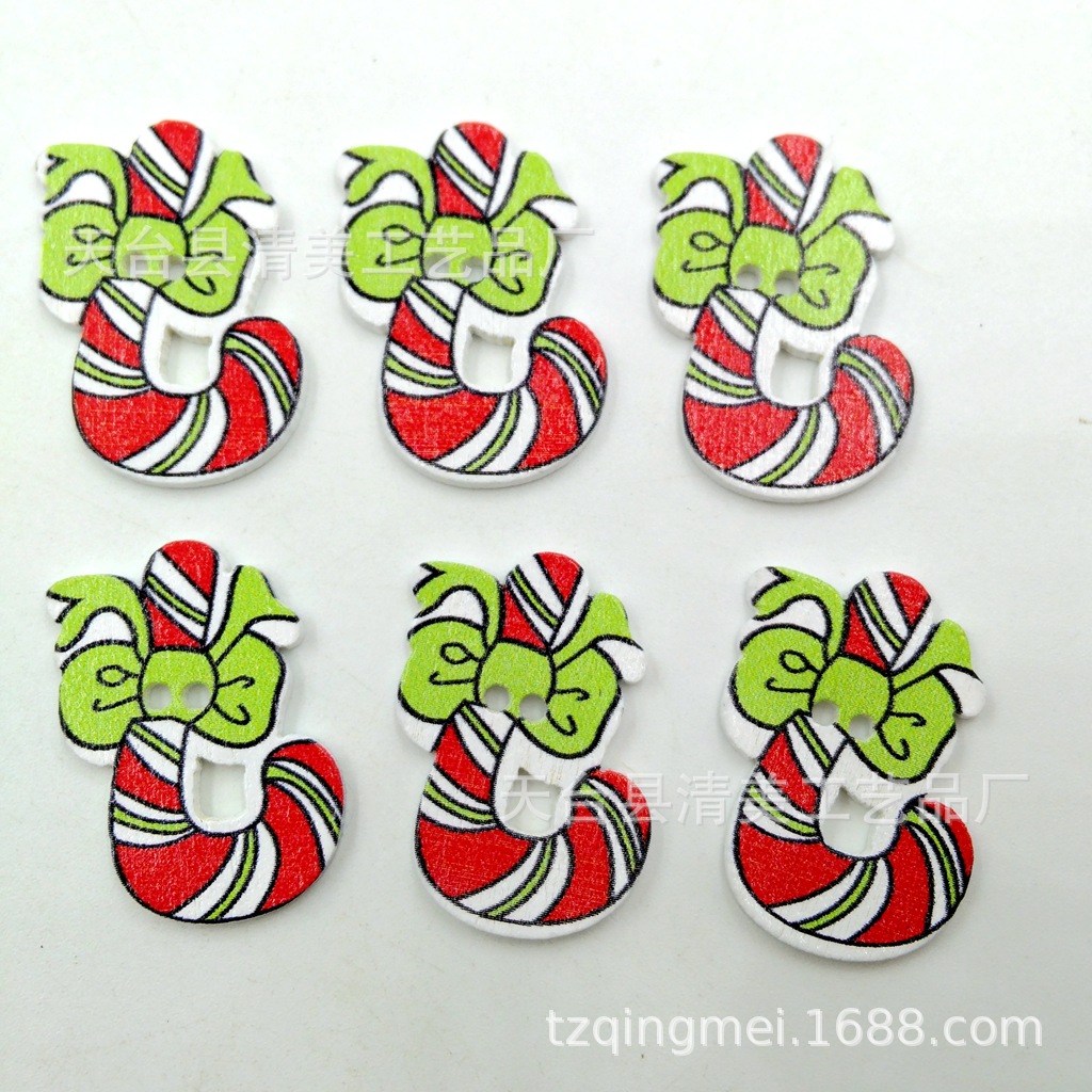 13 fondo blanco pintado Navidad botones de madera lindo decorativo de madera de dibujos animados de Navidad
