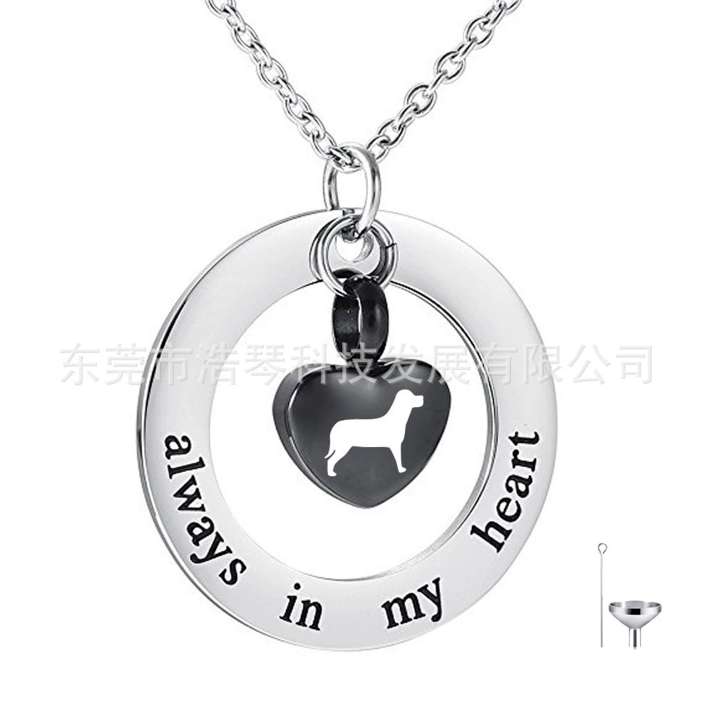 Мемориал животное волосы кости и пепел ожерелье черный в форме сердца кошка урна кулон личность флакон духов