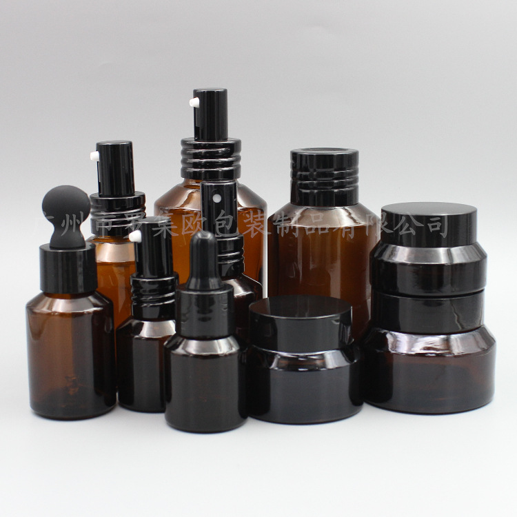 茶色玻璃斜肩膏霜瓶眼面霜分装瓶精华精油滴管瓶爽肤水乳液瓶空瓶