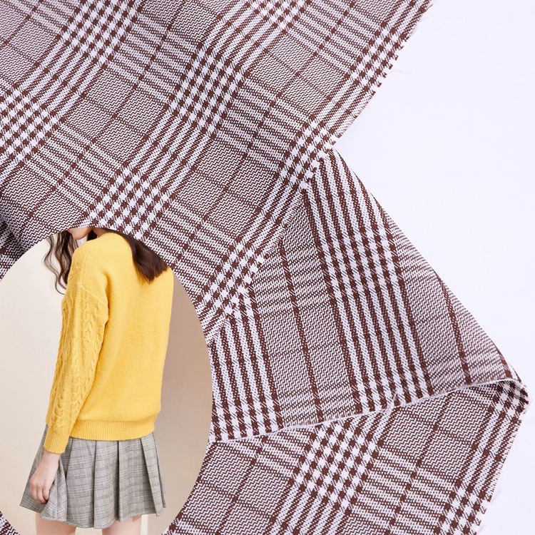 染色平纹涤纶格子布 时尚女装裙装裤装连衣裙面料 梭织格子布