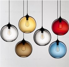 美式復古創意彩色玻璃圓球形燈飾卧室酒吧台餐廳燈多頭組合店面燈