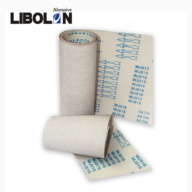 广东厂家直供WJ315白色涂层软布砂布卷 打磨木工家具不锈钢砂布带