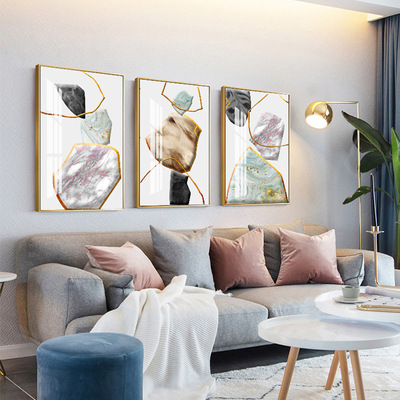 北欧现代抽象铝合金烤瓷晶瓷画 轻奢卧室客厅装饰画挂画定制批发|ms