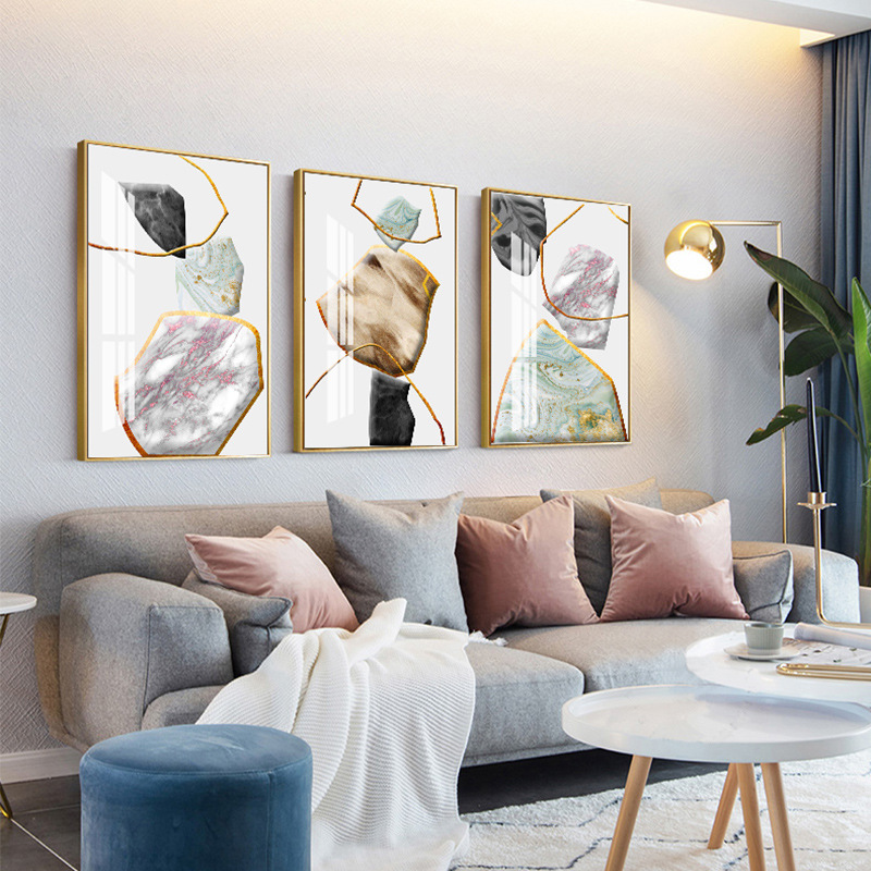 北欧现代抽象铝合金烤瓷晶瓷画 轻奢卧室客厅装饰画挂画定制批发|ms
