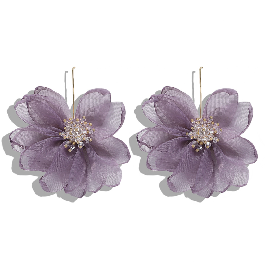 2019 Nouveau Super Fée Coréen Style Pur Fleur Boucles D'oreilles Élégant Gaze Respirant Tissu De Noël Suspendus Pendentif Femmes display picture 7