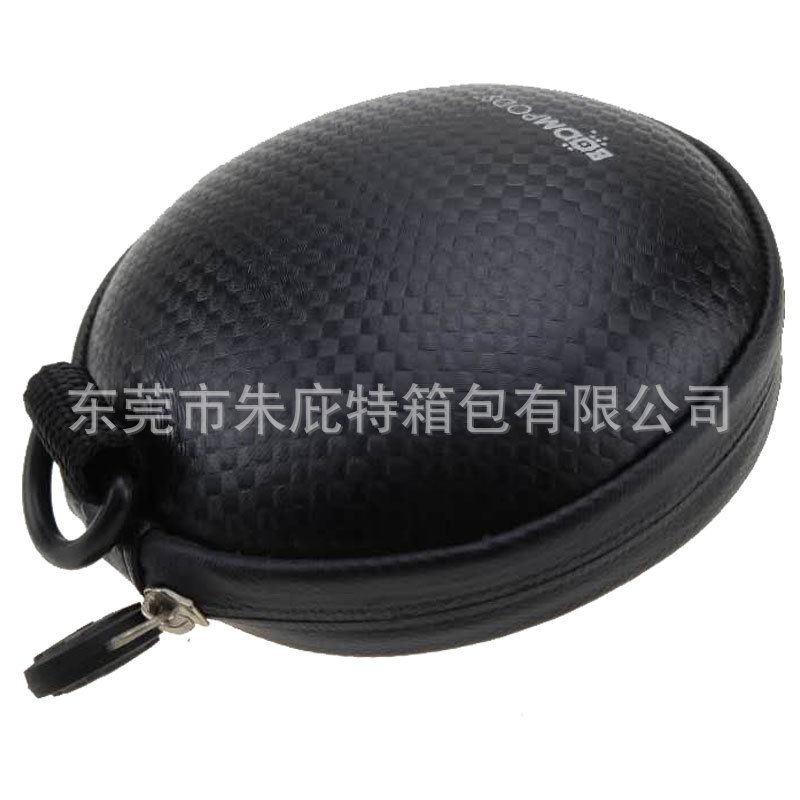 批发优质耳机包 黑色编织纹圆形小耳机盒 防水防震便携运动耳机包