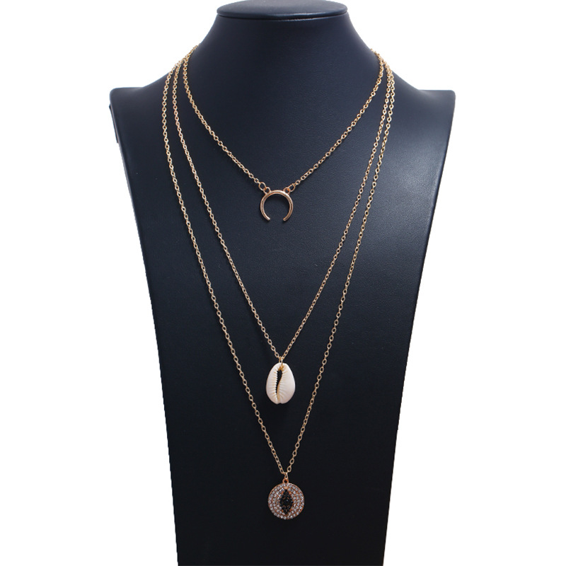 Fashion Irregular Geometric Polygon Alloy Multilayer Shell Conch Beach Wind Necklace display picture 4