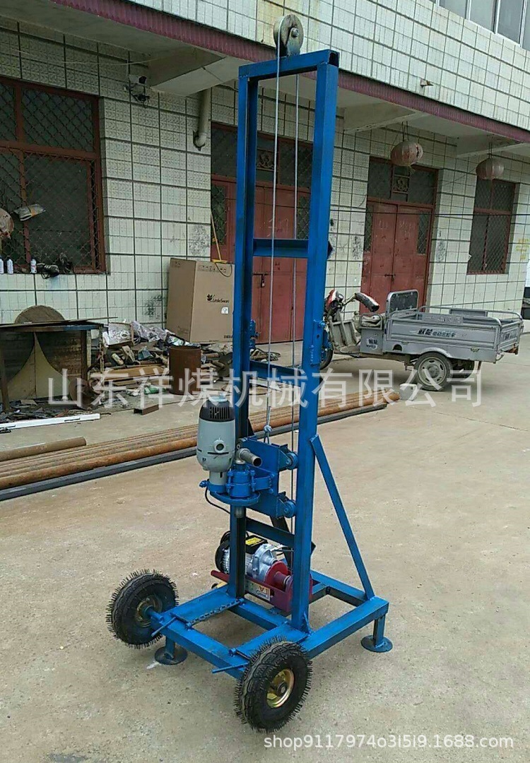 家用全自动折叠式打井机 农用手摇式支架水井钻机 便携式钻井机