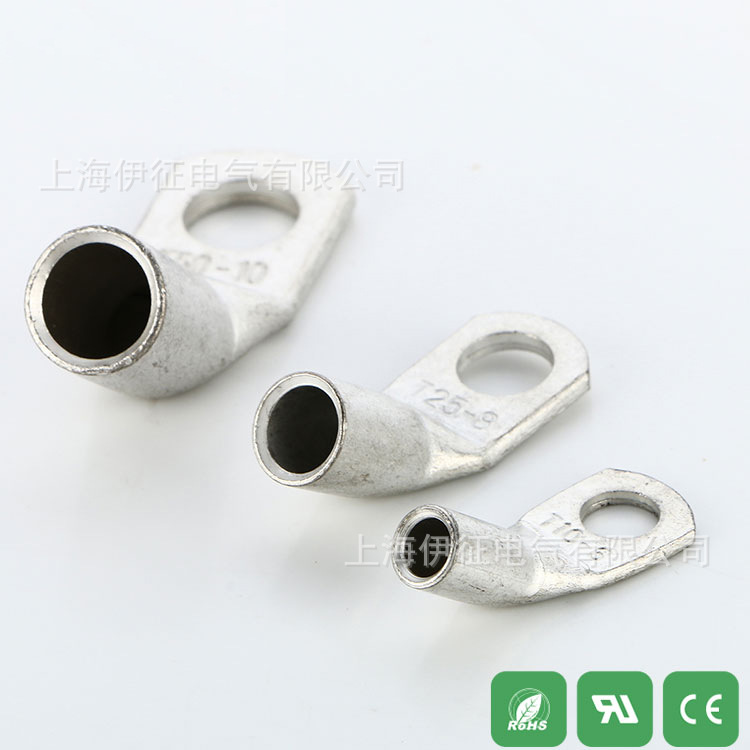 镀锡45度折弯铜鼻子T25-8 T25-10 45度接线端子45度冷压端头
