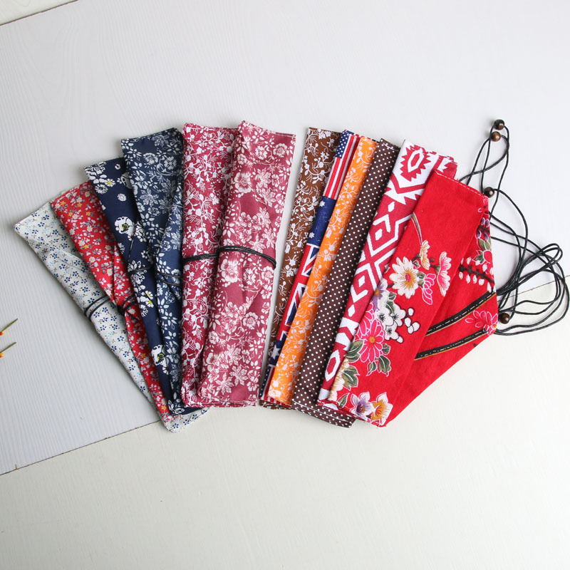 和风餐具包装袋 厂家一手货源 多款和风布艺餐具袋批发