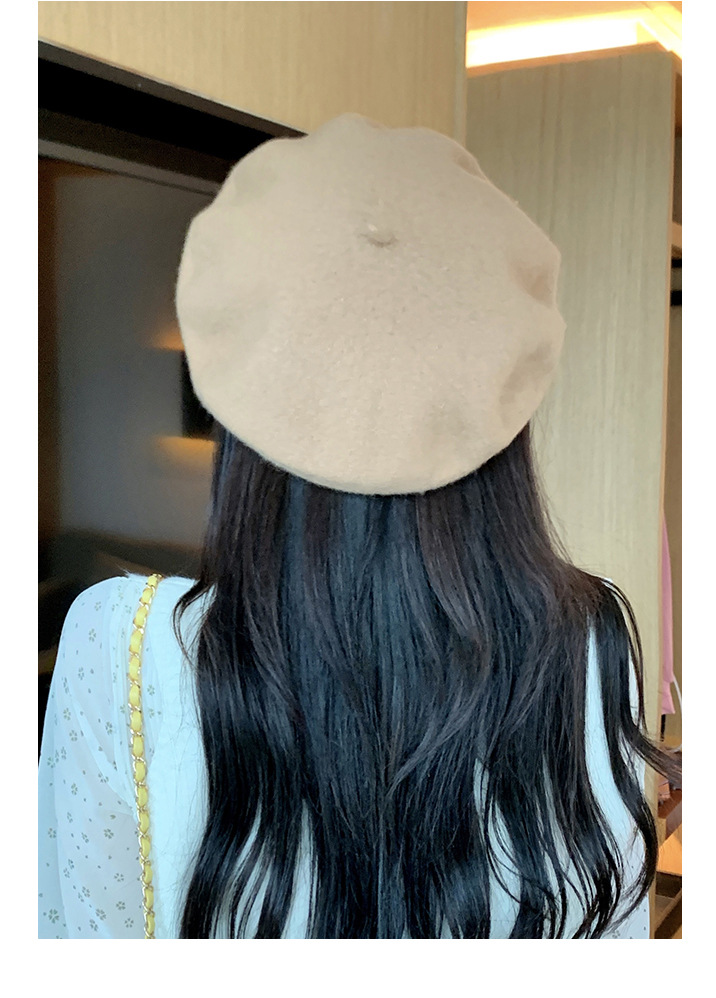 105g Weight Beret Hat Hats Type Daily Occasion Woolen Material Solid Color Pattern Winter, Spring, Autumn Season Women's Gender Plush Design Korean Style Style Eaveless Rim Women's Korean Style Solid Color Plush Eaveless Beret Hat 7