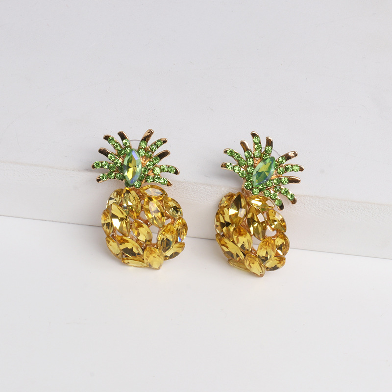 Nueva Joyería De Diamantes De Imitación De Cristal Pendientes De Piña Pendientes De Frutas display picture 4