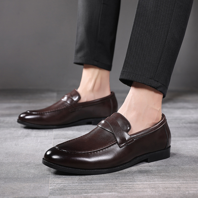 Young small leather shoes slip-on men's shoes casual shoes_voghion.com
