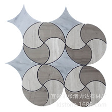 拼接圆形风车款式水刀切割大理石材马赛克可加工高品质内墙地砖