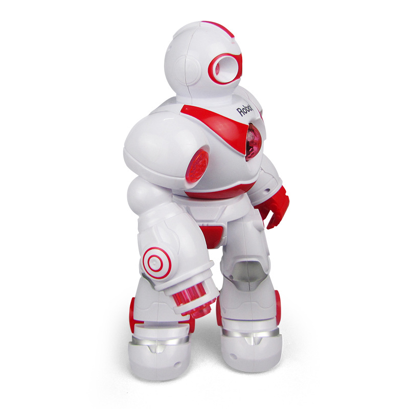 Nuevo robot inteligente para niños juguetes eléctricos móviles caminando luces efectos de sonido cuerpo superior giratorio mercado nocturno ventas calientes