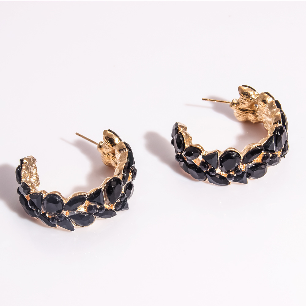 Fashion C-shaped Alloy Earrings With Rhinestones display picture 9