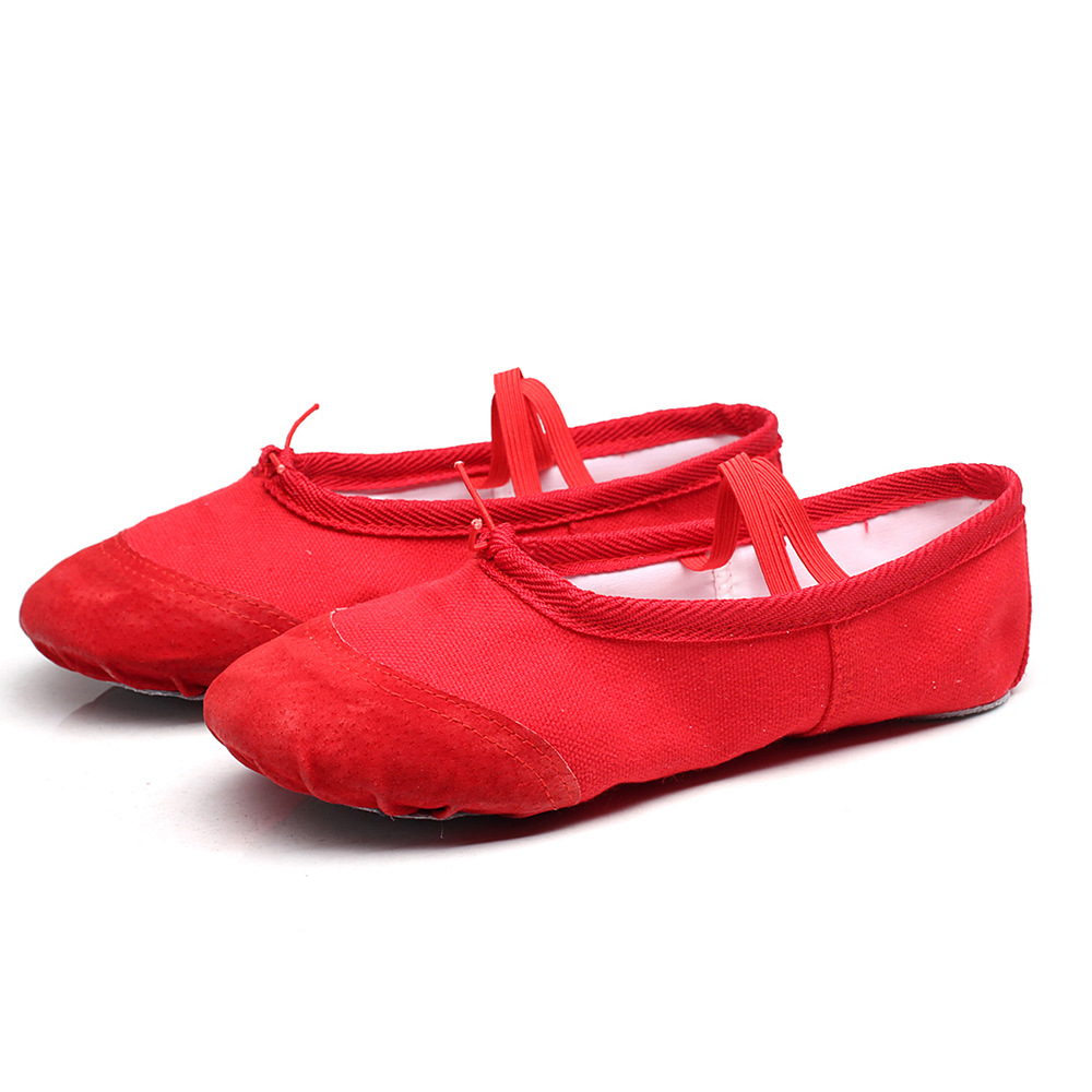 Zapatos de baile para niños de las mujeres de fondo suave práctica rojo blanco y negro gato garra zapatos carne Rosa baile niñas chino ballet