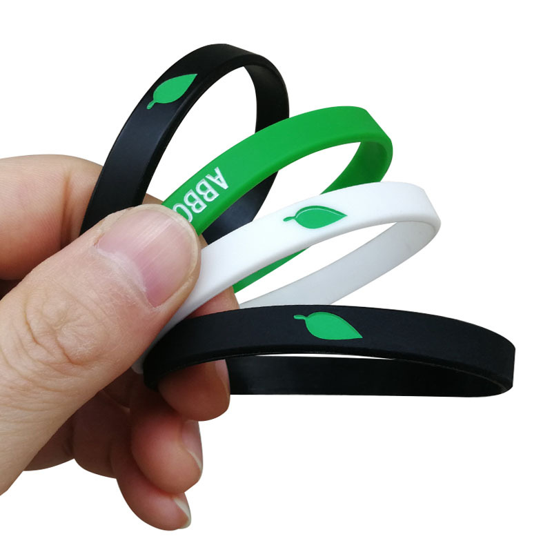 现货潮牌绿色叶子硅胶手环流行个性情侣刻字手链文具店货源腕带|ms