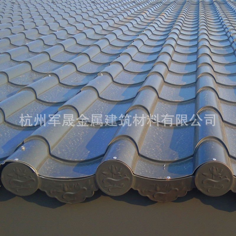 产地热销湖南压型彩钢板 0.5mm825型仿古琉璃瓦 别墅仿古屋面板