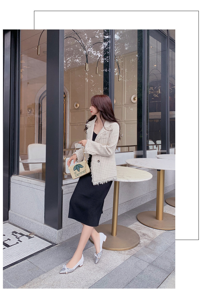 2026 Autumn New Women's Shallow Mouth Single Shoes, Pointed Toe, Color Block, Top Quality Sequin Bow, Mid-Heel, Chunky Heel_vogvips.com
