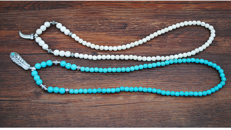 Collier Turquoise En Coquille De Noix De Coco Avec Perles Rétro display picture 4