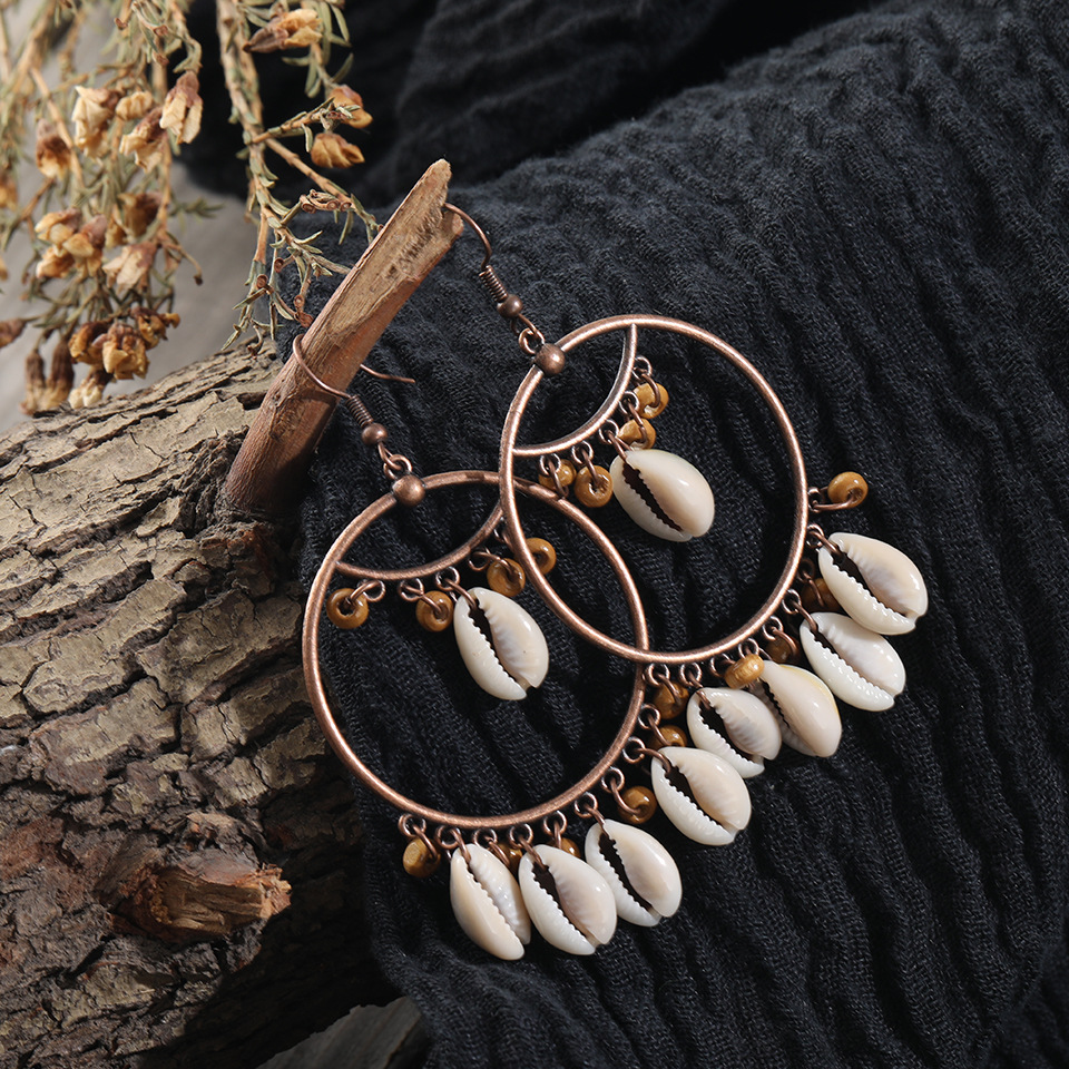 New Creative Natural Shell Alloy Tassel Earrings display picture 4