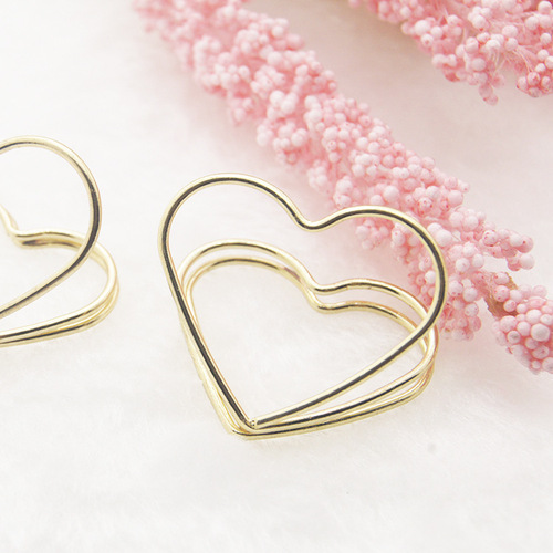 Amazon Creative Business Card Holder, Heart Shaped Sticky Note Clip, Vertical Label Seat Holder, Message Clip, Metal Double Layer Card Holder