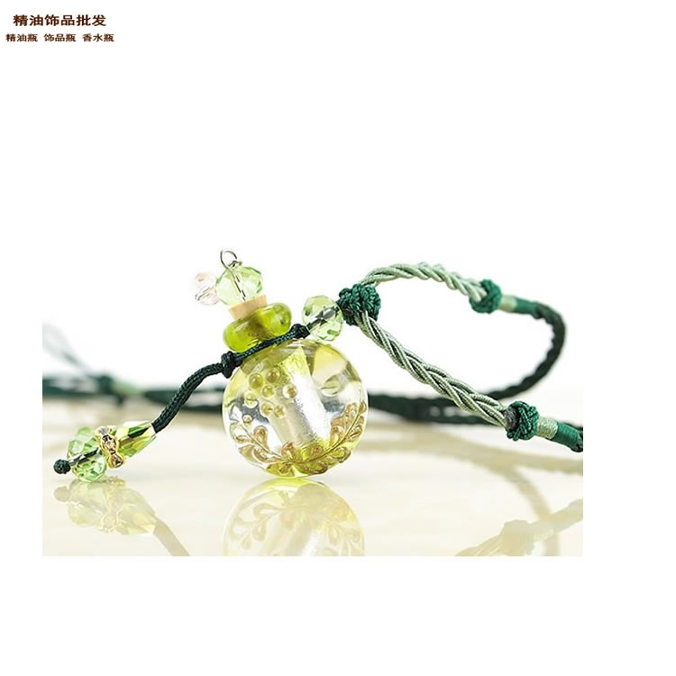 中国精油饰品网浅绿色缨诺绳大巴洛克琉璃瓶项链6.jpg