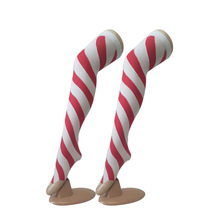 现货圣诞斜纹长筒条纹袜 万圣节长筒袜子 派对游戏角色扭曲条纹袜