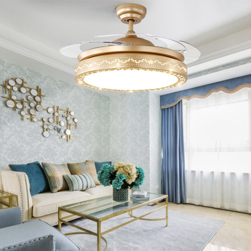 Simple modern invisible fan led chandelier home lighting bedroom remote control living room lamp ceiling fan lamp drop shipping