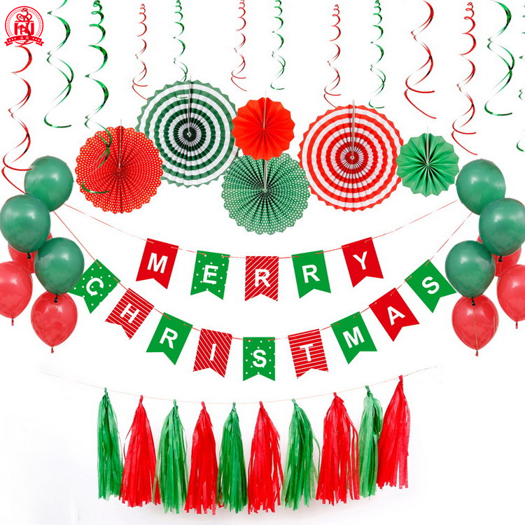 Suministros de decoración de Navidad globo de papel ventilador flor espiral traje fiesta diseño decoración atmósfera vestir traje