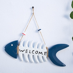 Mediterranean creative wooden fishbone welcome sign, ocean wall hanging craft, photo wall companion