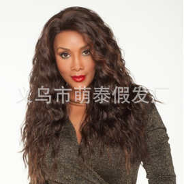 新款假发 非洲女士长卷发 染色渐变长卷发 水波纹厂家现货wigs
