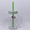 Green Apple Rooster Cup Marson Cup Drink Cup Transparent glass handle cup Mason Bottle Summer Lemon Cup