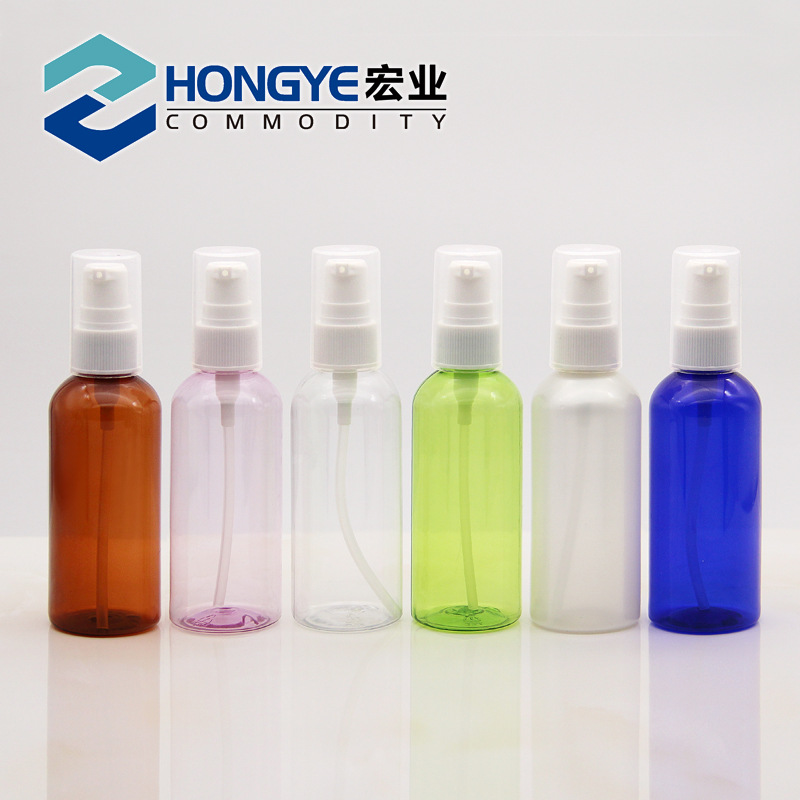 供应多色100ml圆肩全罩乳液瓶 精华液粉泵按压瓶 洗护护肤包装瓶