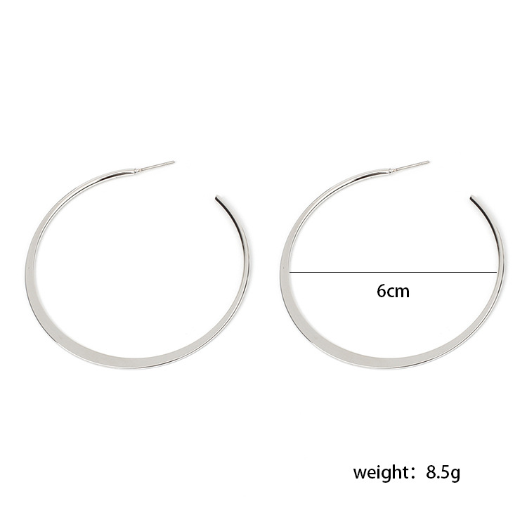 9g Weight Earrings Classification Wedding, Travel Occasion Women'S Gender Fashion Style Gold, Silver Color Metal Ring Exaggerated Geometric Large Frame Circle Earrings 6