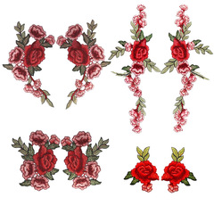 服裝輔料新款刺繡布貼布水溶花邊高端精緻彩色花一對柔軟紅花系列