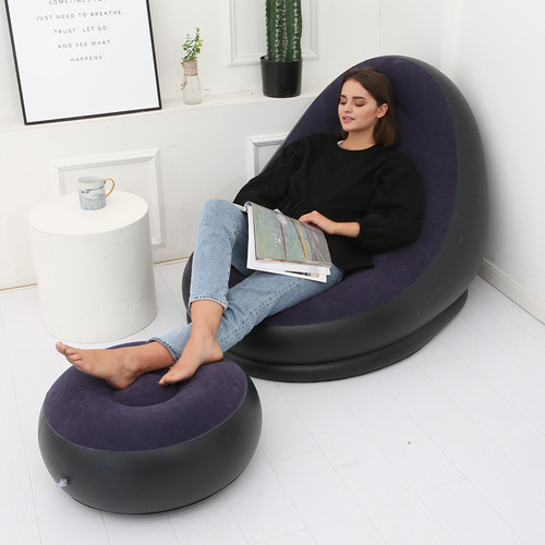 New European and American style inflatable sofa with foot pad, lazy sofa, flocking bed, outdoor furniture, convenient photography gift