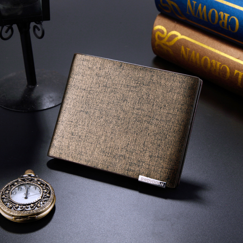 新款男士钱包wallet多功能金砂短款钱包时尚五金夹边卡包厂家直销|ms