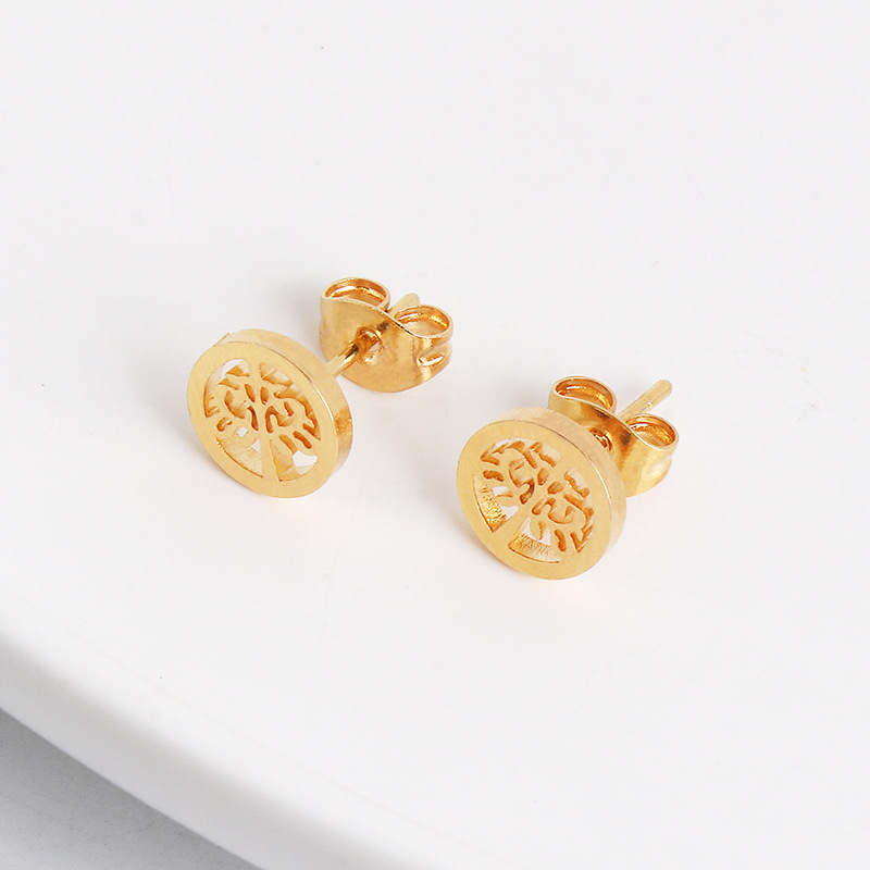 Titanium Steel Rose Gold Hypoallergenic Temperament Ear Anchor Round Geometric Simple Earrings display picture 6