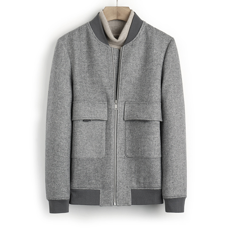 毛呢外套男夹克短款韩版修身立领秋装羊毛上衣工装夹克男批发供应