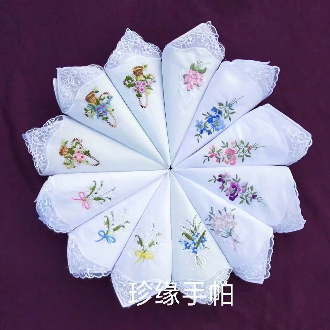 Качественный хлопковый платок, шарф, 28×28 см, с вышивкой