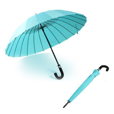 Long-handled umbrella Solid color household use 24 Wind Rainproof stainless steel advertisement gift Manual Foreign trade umbrella Wholesale umbrella