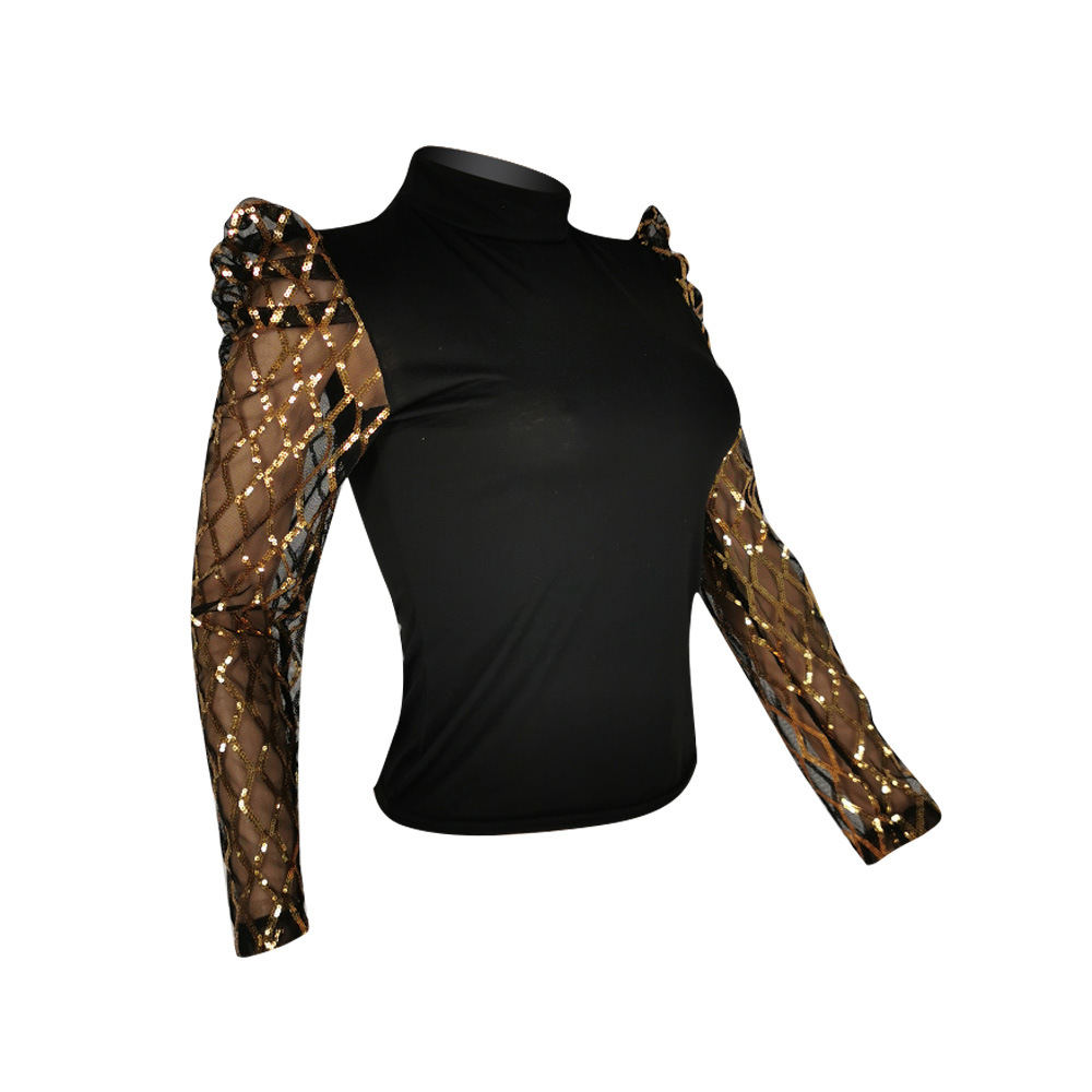 Women's T-shirt Long Sleeve T-shirts Sequins Elegant Streetwear Solid Color display picture 30